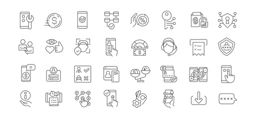 Mobile banking services icons collection