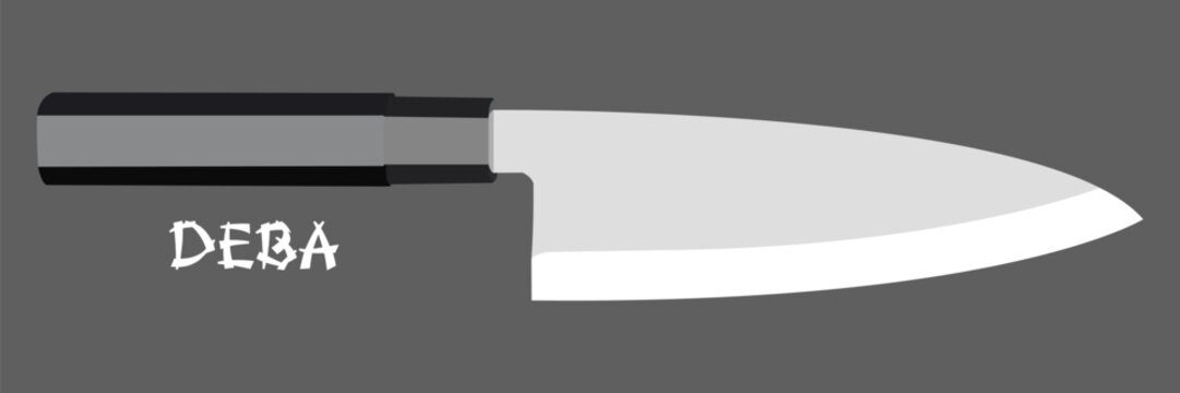 Deba Knife Vector Illustration | Traditional Japanese Butchering Knife Design