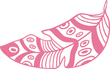 Delicately crafted pink feather adorned with circles and stripes, creating a soft, elegant design that embodies nature, lightness, and a sense of freedom