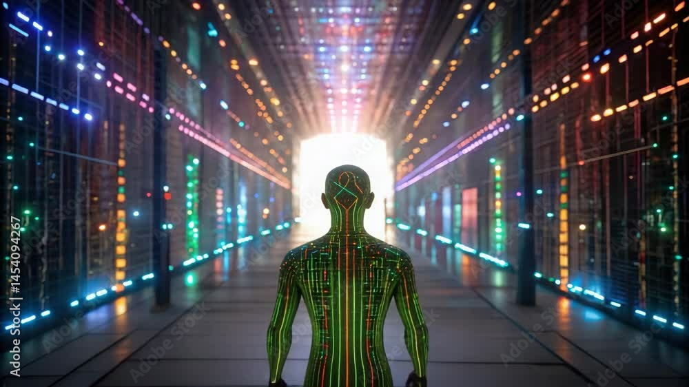 Poster registration and verification, a human profile constructed from verified data, symbolizing data-driv