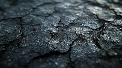 Fototapeta premium Cracked dark earth texture, close-up, drought background, design element