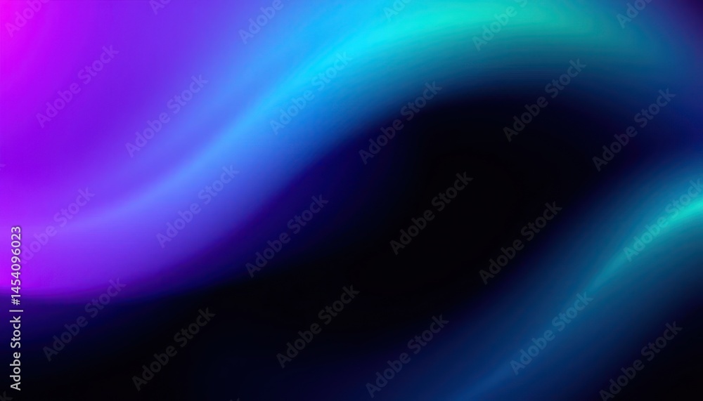 Poster vibrant interplay of light and shadow, featuring waves of luminous blues, purples and a mysterious d