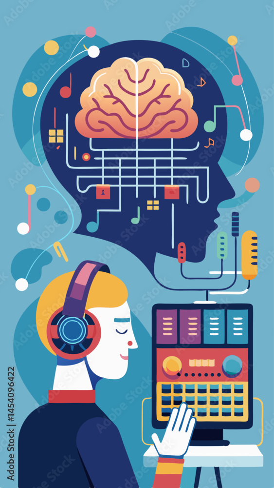 Poster a man is playing a guitar in front of a globe. the globe is surrounded by various objects, including