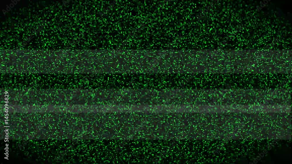 Poster green static screen noise flickering effect. distorted screen noise with flickering background and g