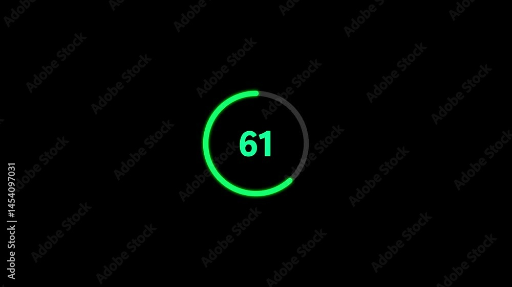 Poster loading circle animation with percentage on black background