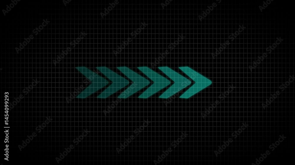 Poster turquoise arrows animation on grid background