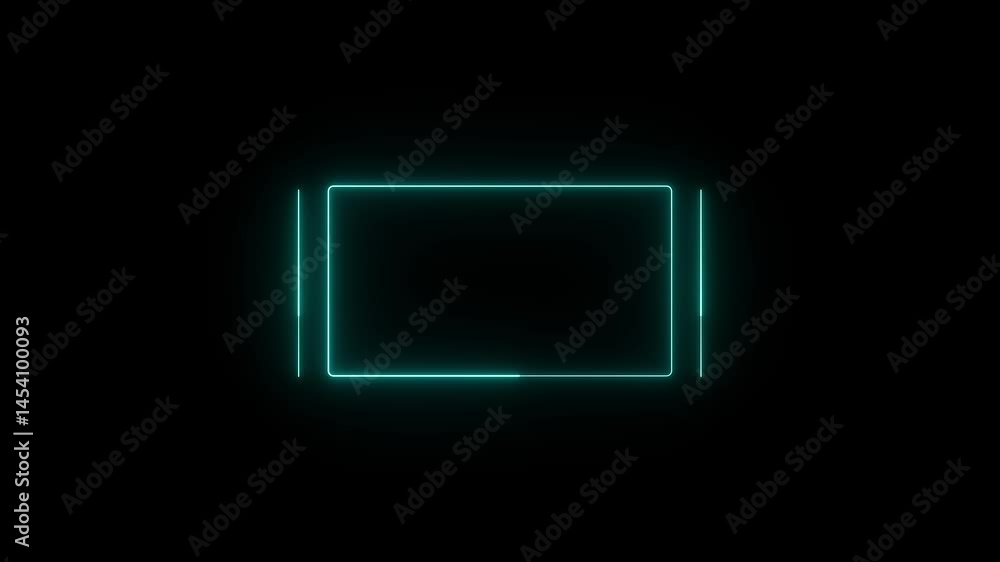 Aufkleber cyan neon frame loop on black background