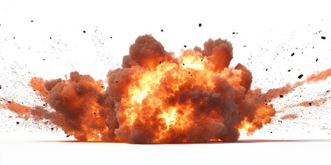 Powerful explosion with intense flames and debris