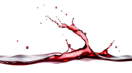 Red wine splash isolated on transparent background