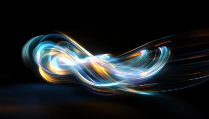 Abstract light waves dance on dark digital surface tech art concept background exploration vibrant motion display