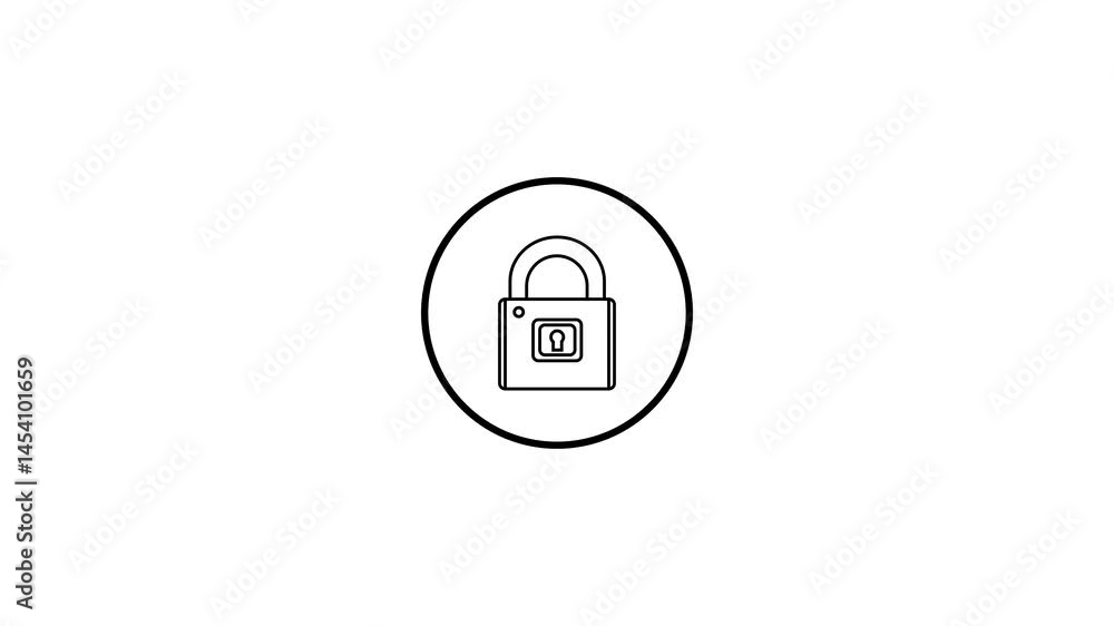 Poster lock icon in circle for security concept animation