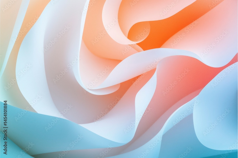 Poster abstract art with swirls of peach and light blue, creating a flowy and elegant texture
