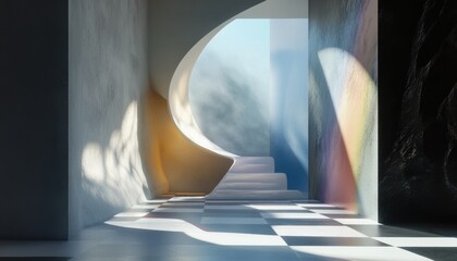 Abstract minimalism a pastel background artistic space modern architecture light play