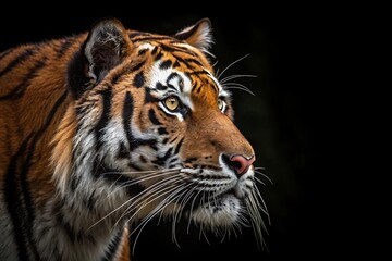 Portrait of a Tiger with a black background