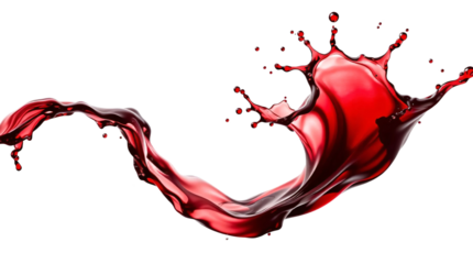 Red wine splash isolated on transparent background