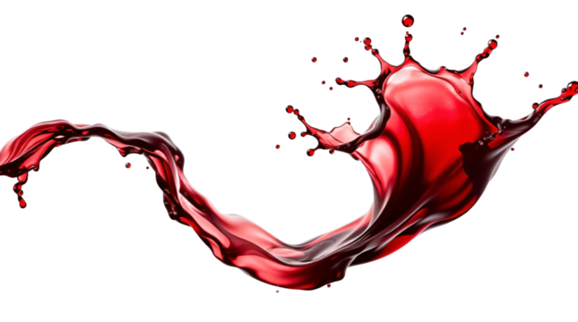 Red wine splash isolated on transparent background