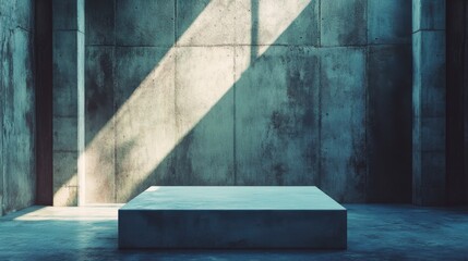 Industrial Concrete Room with Sunlight and Minimalist Display Area