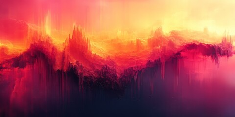 Fototapeta premium Vibrant glitchy abstract illustration with distorted shapes