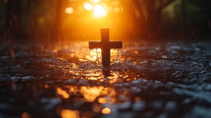 Christian Baptism Concept in the Rain