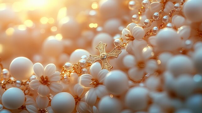 Elegant First Holy Communion Pearls Background