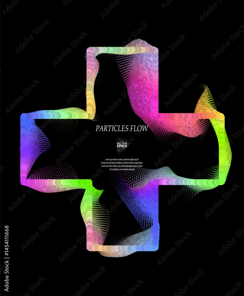 Poster wave pattern vector. 3d glowing abstract digital particles background. technology concept. abstract 
