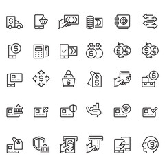 Financial transactions and money management icons