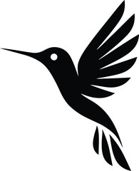 elegant bird in flight silhouette, flying hummingbird drawing