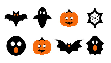 set of halloween icon vector on tranparent background