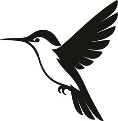 elegant hummingbird illustration, graceful bird in flight
