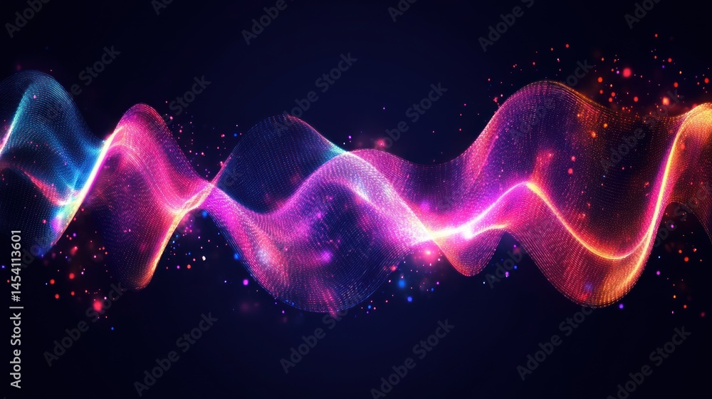 Aufkleber abstract vibrant wave design with glowing particles