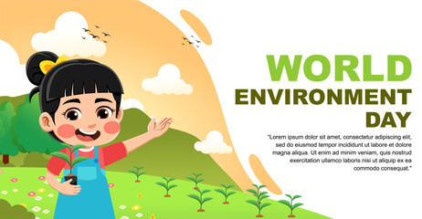 world environment day design. design with children's theme. suitable for introducing children to protecting the earth