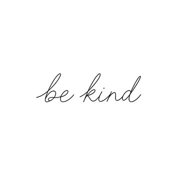 Handwritten script logo that says &ldquo;be kind&rdquo; in lowercase, thin line style.