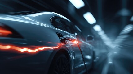 Electric Vehicle Charging at Night: Futuristic Energy Concept