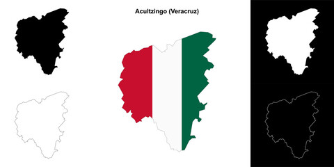 Acultzingo municipality (Veracruz) outline map set