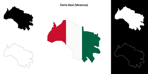 Cerro Azul municipality (Veracruz) outline map set