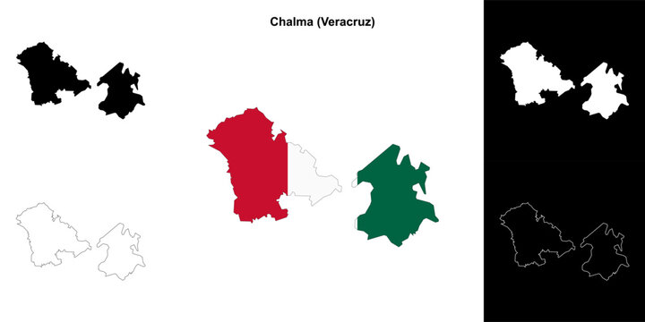 Chalma municipality (Veracruz) outline map set