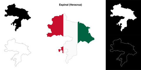 Espinal municipality (Veracruz) outline map set