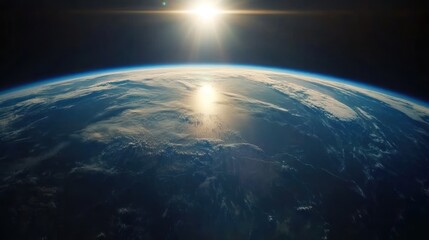 Obraz premium Earth from space, sunlit horizon