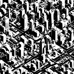 Isometric smart city illustration with skyscrapers, roads, electric cars, and wind turbines, clean flat vector style