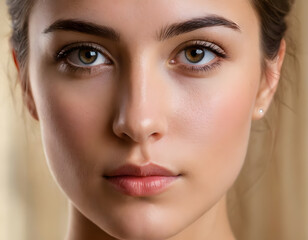 Obraz premium A college portrait painting, facial closeup, beautiful eye contact, print design, and art poster wallpaper.