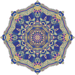 Abstract vintage colors ornamental Medallion. Vector Mandala flower rosette.