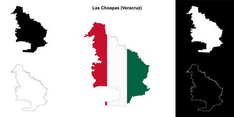 Las Choapas municipality (Veracruz) outline map set