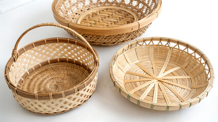 wicker basket on white background