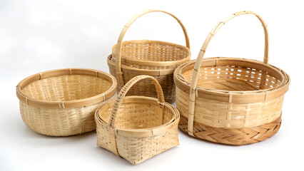 wicker basket on white background