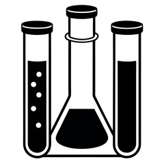 Medical test tubes in rack – solid black silhouette for diagnostics