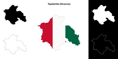 Tepetzintla municipality (Veracruz) outline map set