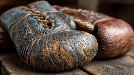 Vintage boxing gloves, weathered leather