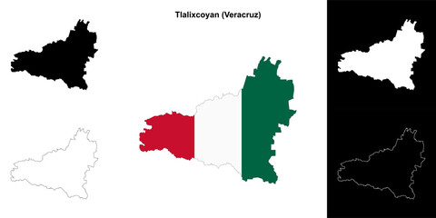 Tlalixcoyan municipality (Veracruz) outline map set