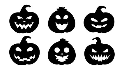 Obraz premium set of halloween pumpkins silhouette vector on tranparent background