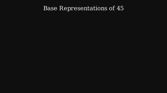 Base Conversion Flipbook for Number 45.
